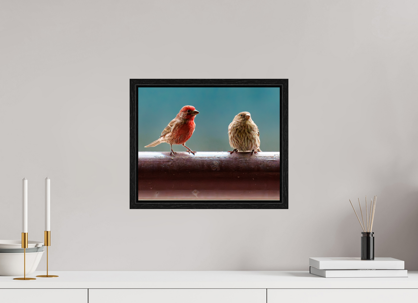 37.5 x 30 cm, Floater Frame House Finches